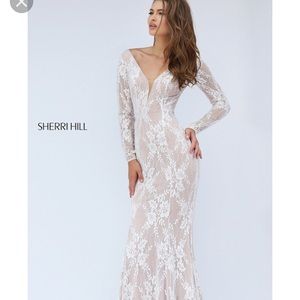 Sherri Hill White Lace Dress
